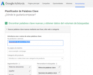 Planificador de Palabras Clave de Google