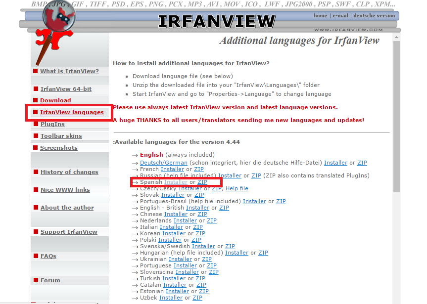 Descargar Irfanview en español