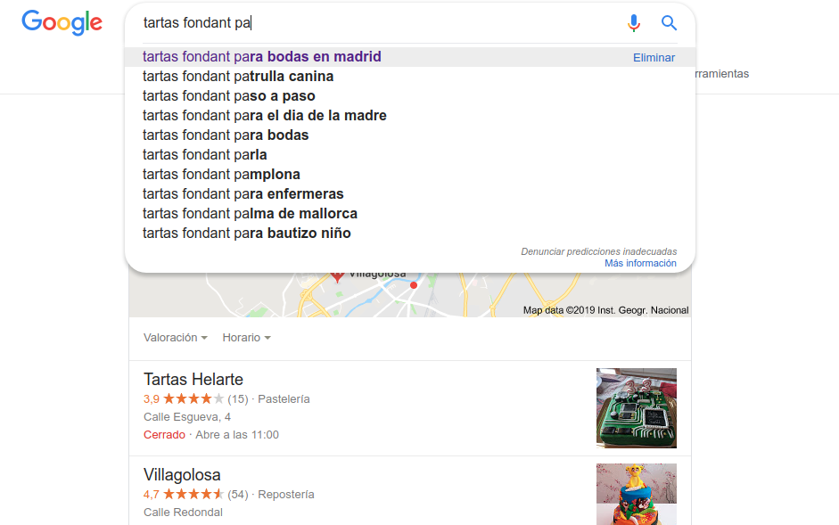 Autocompletado de búsquedas de Google