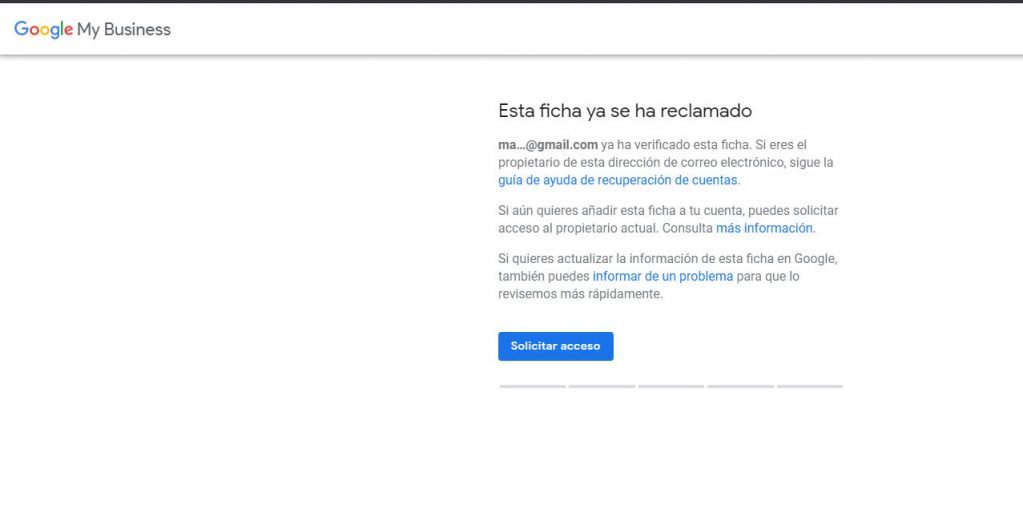 Ficha ya reclamada en Google