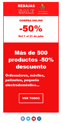 Ejemplo de newsletter para rebajas