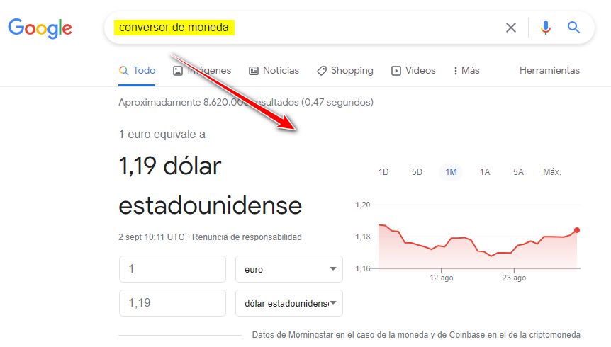 Conversor de moneda de Google