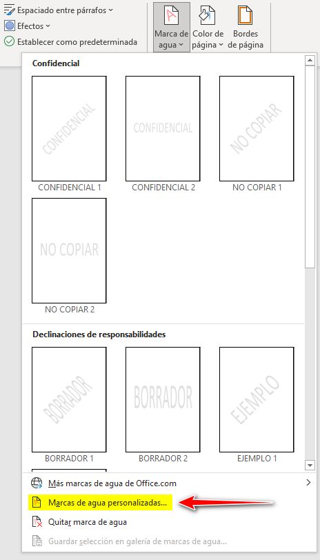 Insertar en Word una marca de agua personalizada