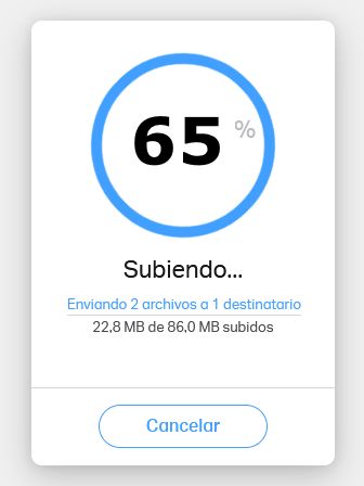 El proceso de carga de WeTransfer puede durar unos minutos