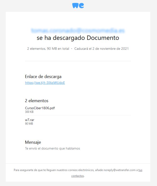 Notificación al remitente del archivo