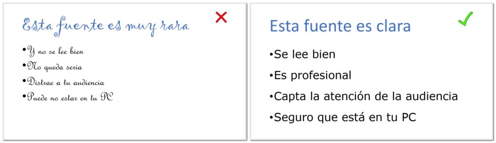 Utiliza fuentes de texto clásicas y comunes para tus presentaciones de PowerPoint