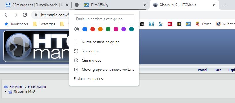  Grupos de pestañas en Chrome