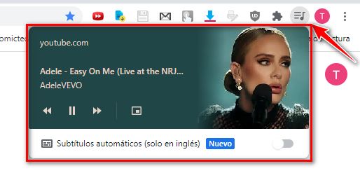  Control de música integrado en Chrome