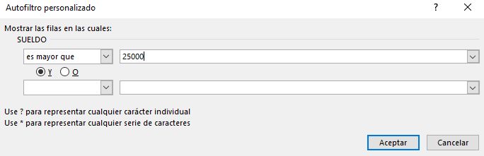 Opciones avanzadas para filtrar en Excel - Paso 2