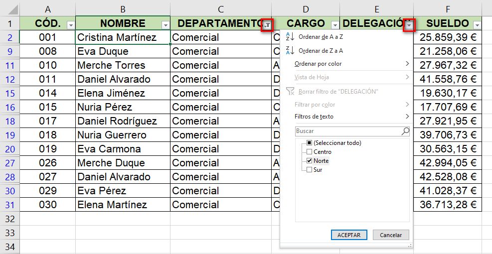 Cómo hacer varios filtros en Excel