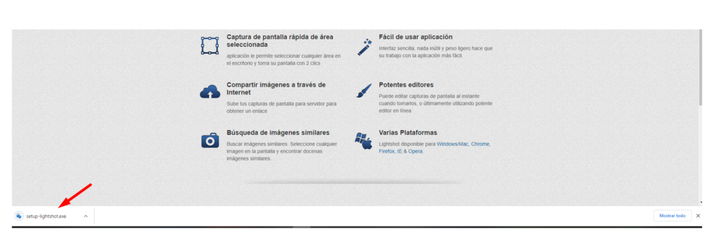 Ejecuta el archivo de descargas para completar la instalación de LightShot