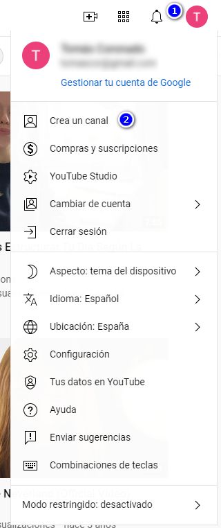   Cómo crear un canal de Youtube 3