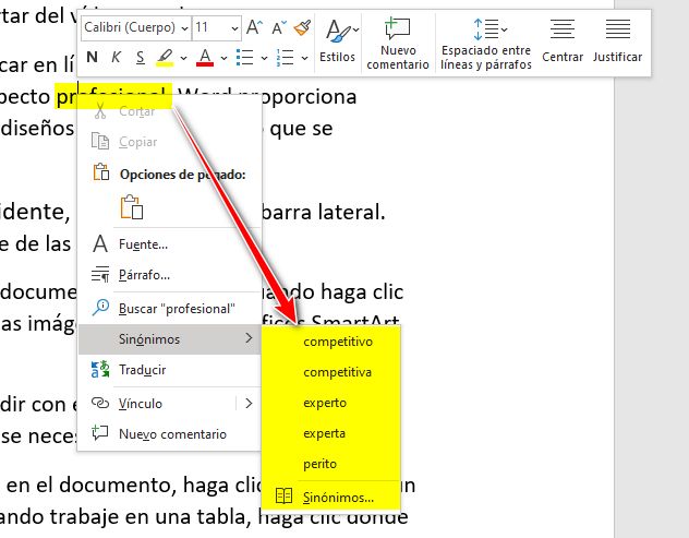 Cómo sacar sinónimos en Word