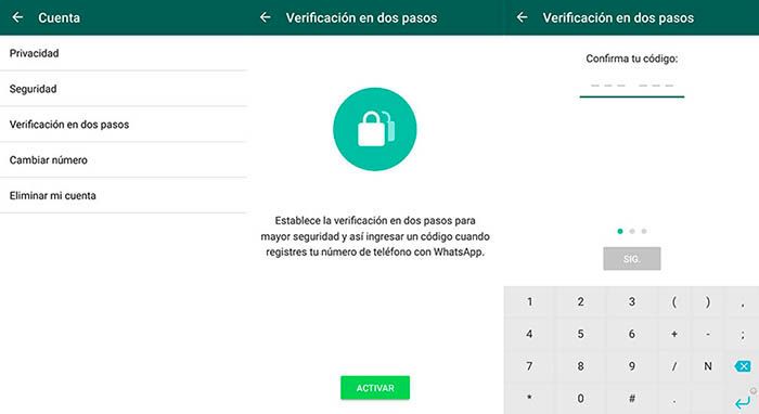 Activar verificación en dos pasos en WhatsApp