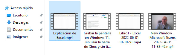 Desde la carpeta “Capturas” puedes ver los vídeos grabados en tu explorador de Windows