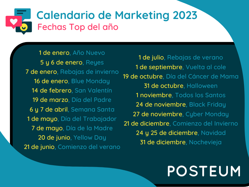 Fechas más importantes del calendario de marketing 2023 para la empresa