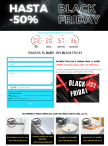 Ejemplo Landing Page Black Friday descuento